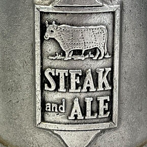RWP Pewter Steak and Ale Beer Stein Mug Vintage Restaurant Advertisement Bar - Picture 3 of 7